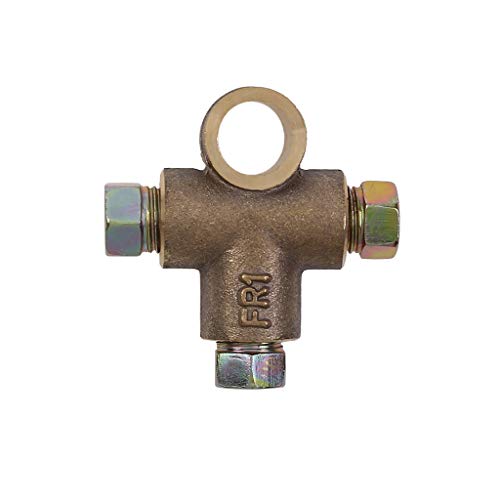 TTbuy Yellow Durable 3 Way T Piece Brake Tee,Inline Tube Brass Brake Tee With 3 Male Nuts Short Union Metric M10 3/16" Pipe 10mm Vehicle Brake Parts replacement,Car Original Accessories (Yellow)