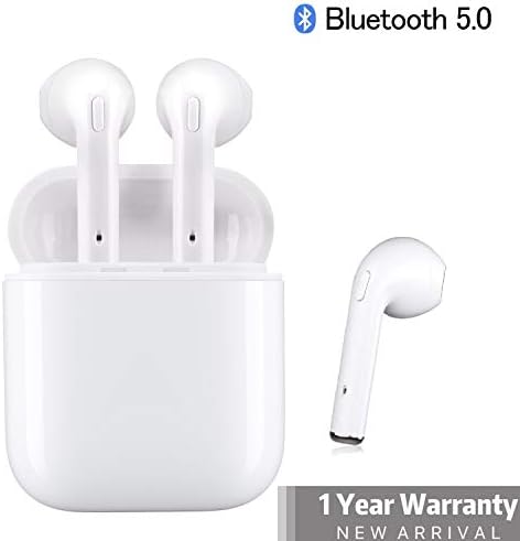 True Wireless Headphones, JFtown TWS Wireless Bluetooth 5.0 Earbuds with 3D Clear Sound, in Ear Sports Wireless Earphones with Built-in Mic 1500mAh Charging Box(White)