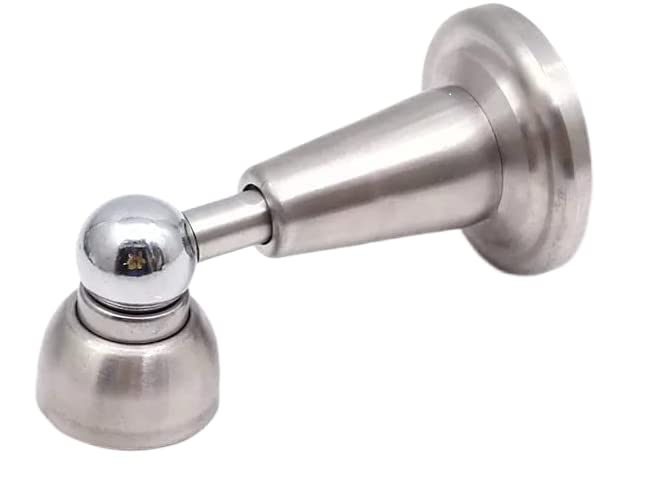Pack of 2 Magnetic Soft Close Door Stop | Wall Mounted Stainless Steel Magnet Door Stopper Catch Holder, Chrome Finish Hydraulic Buffer Long Doorstops