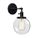 Phansthy Black Bathroom Light Fixture Single Industrial Wall Sconce with 5.9 Inches Globe Lampshade