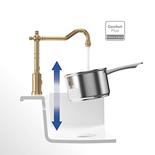 Villeroy & Boch Avia 2.0 Kitchen Taps, High Pressure Kitchen Faucet with Ceramic Cartridge and 360° Swivel Radius, Low Consumption Sink Faucet, Spout Height 235 mm, Gold