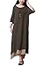Romacci Women Casual Maxi Dress Vintage Chinese Style Layers Loose Boho Long Dress Coffee