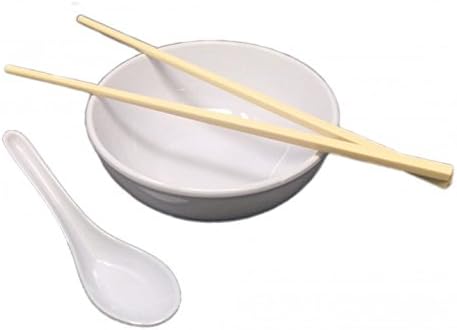 Asian Pho Noodle Soup Bowl Set. Comes with Noodle Bowl, Pair of Chopsticks, and Spoon.