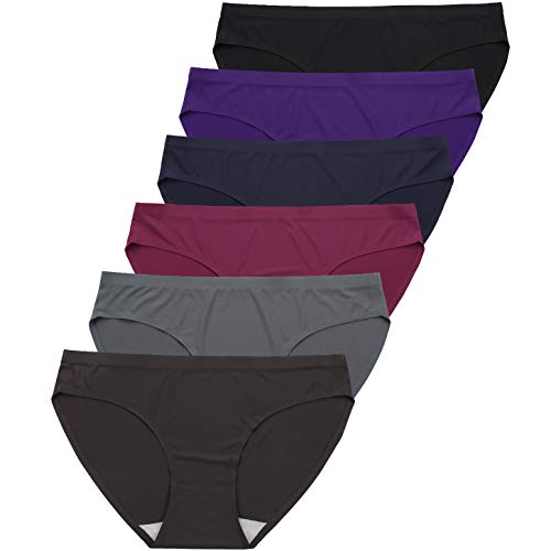 Altheanray Women’s Seamless Underwear No Show Panties Soft Stretch Bikini Underwears 6 Pack(3081M-color9)