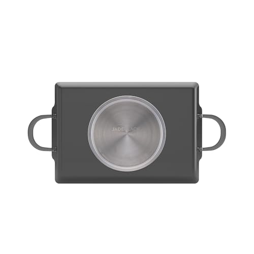 JadeCook Comal Sartén Plancha Parrilla Grill Antiadherente 36cm Jade Black Rectangular Parrilla de Cerámica Ultima Generación, Mango Ergonómico de Acero Inoxidable y Núcleo de Aluminio, Negro