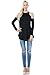 Made In USA High Neck Cold Shoulder Long Sleeves Relaxed Fit Flare Tunic Top,Black,Medium