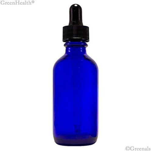 Pack Of 6, 2 Ounce Cobalt Blue Glass Bottles For Essential Oils With Glass Eye Droppers From Earth's Essentials