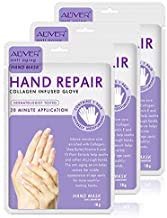 3 Pairs Hands Mask Moisturizing Gloves, Hand Skin Repair Renew Mask Infused Collagen, Vitamins + Natural Plant Extracts for Dry, Aging, Cracked Hands