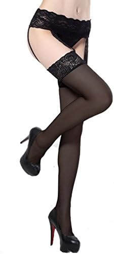 BAIUILY Women's Fishnet Tights Suspender Pantyhose Stretchy Stockings (Black). (Black-5)