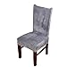 Colorxy Large Velvet Spandex Chair Covers for Dining Room Set of 4, Soft Stretch Chair Protectors Slipcovers, Removable and Washable, Sliver Grey