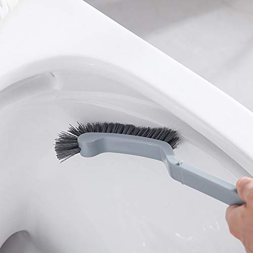 Axiba Toilet Brush Soft Bristle Strong Bristles Good Grips Hideaway Compact Long Brush for Bathroom Toilet The Rim Bowl Brush Pure Clean in 1 Motion with Pan Lip (Gray)