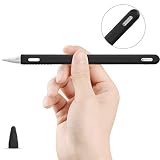 pzoz Case Compatible New Apple Pencil 2nd Generation Magnetic Pen Nib Protector Silicone Sleeve iPencil 2 Gen Grip Skin Cover Holder Clip Sticker Accessories for iPad Pro 11 12.9 inch 2018-Black