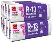 Owens Corning 1485 SQFT 10 Bags of R 13 Kraft Faced 23 by 93 Fiberglass Batt Fits 2X4 Exterior Walls, Sound, Non-Living Space, Interior Wall