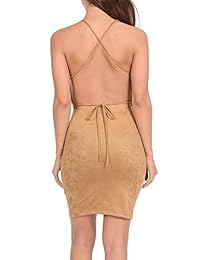 Colección auliné de la mujer correa de espagueti sin espalda bodycon mini vestido de ante sintético
