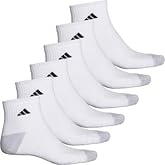 adidas Men's CUSHIONED AEROREADY SOCKS, White / Grey, 6-12