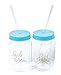 10 Piece Set of 16 oz. Turquoise Bride Tribe and Bride Plastic Mason Jars, Perfect for Bachelorette Parties, Weddings, and Bridal Showers (Turquoise Blue)
