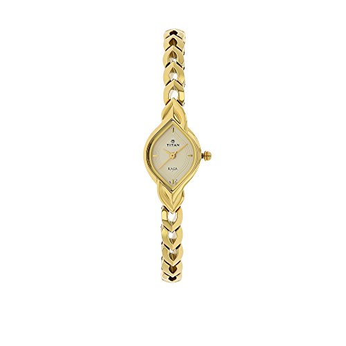 Titan women s 2252ym02 raga gold metal strap watch