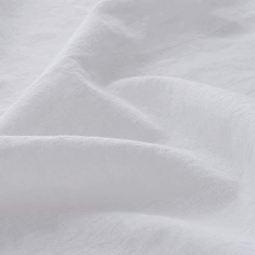 Simple&Opulence Belgian Linen Sheet Set 4PCS Solid Color Ruffles Flouncing(Full,White)