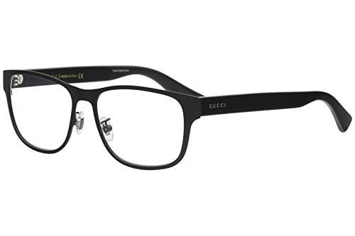 Gucci gg 0007o 001 black metal rectangle eyeglasses 55m…