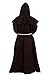 Medieval Priest Monk Robe-Hooded Cap Cloak for Wizard Sorcerer (XL/Coffee)