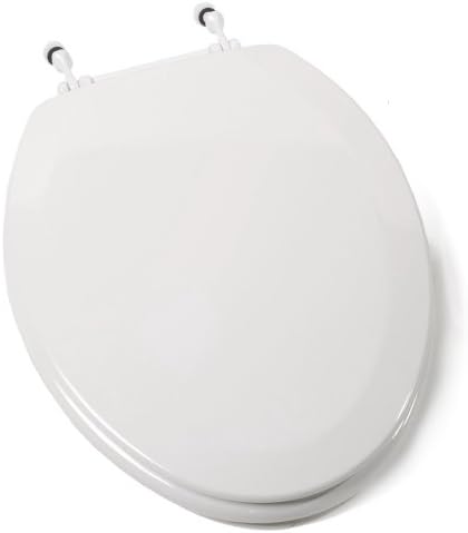 Comfort Seats C1B4E2-00WP Deluxe Molded Wood Toilet Seat with White Hinges, Elongated, White