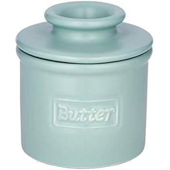 Butter Bell - The Original Butter Bell Crock by L. Tremain, French Ceramic Butter Dish, Café Matte Collection, Aqua