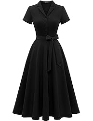 Wedtrend Black Vintage Women Tea Dress, 2023 Spring