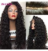 iVogue Hair 4"x4" Silk Top Full Lace Human Hair Wigs Loose Curly Virgin Peruvian Human Hair Lace Wig with Silk Base Natural Hairline Baby Hair 180 Thick Density (18inch)