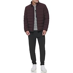 DKNY Men's Light-Weight Quilted Stand Collar Puffer