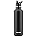 TOPOKO 25oz Hydro Double Wall Flask Stainless Steel Water Bottle, Bite Valve Top, Vacuum Insulated, Sweat Proof, Leak Proof Sports Thermos. Standard Mouth 25oz, BPA-Free, Keep Cold 24 Hours (Black)