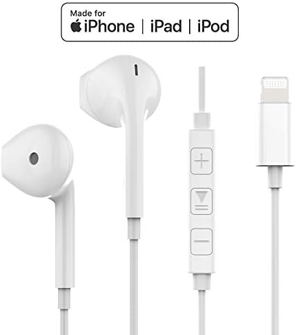 Lightning Headphones Earphones Earbuds with Microphone and Remote Control, MFi-Certified, Compatible with iPhone 7/8 Plus/X/XS/Xs Max/XR