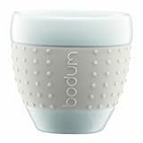 Bodum Pavina Porcelain Cups with Silicone Grip, 2-1/2-Ounce, White, Set of 2