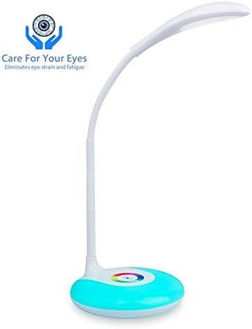 Desk Lamp Lights, 3 Brightness Levels LED Reading Light with USB Charging Port ,Touch-Sensitive Control Panel, 256 Color Changing Base for Reading Working Sleeping