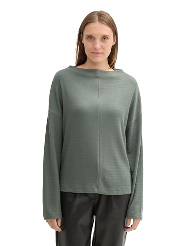 TOM TAILOR Damen Sweatshirt mit Stehkragen, 13182 - Pale Bark Green, L