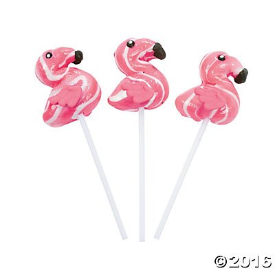 Flamingo swirl lollipops - 12 ct