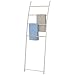 MyGift 4 Rung White Wall Leaning Blanket Ladder for Bedroom and Living Room, Bath Towel Storage Ladder, Freestanding Bathroom Drying Rack for Towels with Top and Bottom Non Slip Rubber Feet