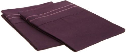 Lamma Loe Supreme 1500 Series Embroidered Pillowcases - 100% Manufacturer Guaranteed – King (Cal King) 20"x40" Purple Eggplant, Set of 2 - Breathable, Softer and More Comfortable than Cotton Available in Many Sizes and Colors