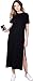 Missufe Women's High Slit Loose Casual Midi Plain T-shirt Dress