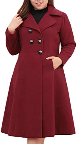 XiaoTianXinWomen XTX Womens Winter Plus Size Lapel Woolen Double Breasted Long Jacket Coat