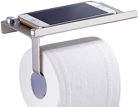 Fyore SUS304 Stainless Steel Toilet Paper Holder Drilling Bathroom Tissue Holder with Phone Storage Shelf (silver)