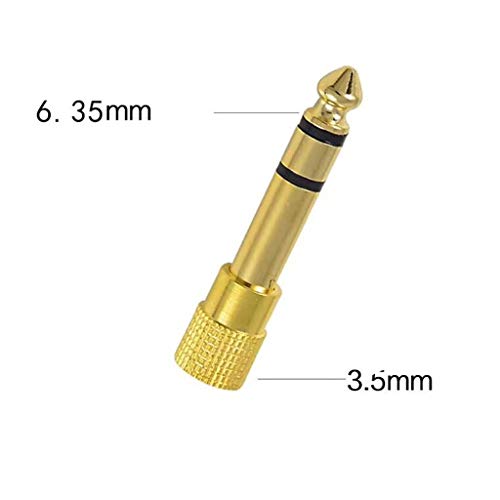 QUICATCH 3.5mm to 6.5mm Female Male Headphone Stereo Audio Jack Adapter Plug Converter (Gold) - Thumbnail 3