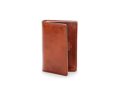 Bosca Mens Dolce Collection - Full Gusset Two-Pocket Card Case w/I.D. (Amber)