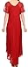 Sakkas 16602 - Shasta Lace Embroidered Cap Sleeves Long Caftan Dress/Cover up - Red - OS