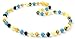 BoutiqueAmber Unpolished Baltic Amber Teething Necklace Made with Aquamarine Beads - Size 12.5 inches (32 cm) - Raw Multicolor Baltic Amber Beads (12.5 inches, Raw Multi/Aquamarine)