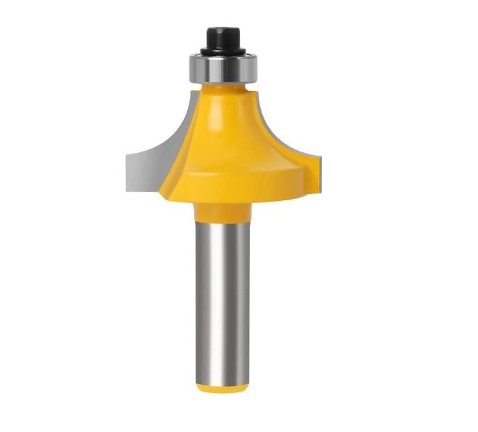 Unifizz Carbide Rounding Over Bit 8mm Shank, Radius 9.5mm, Roundover Edge-Forming Woodworking Corner Rounding Trimming Milling Cutter Tools Set, Yellow 1pcs