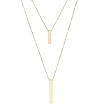 JYJ Layered Long Necklace for Women Girls Multilayer Pendant Necklace Lariat Choker Necklace Strands Bar Pendants (Gold)