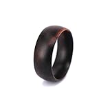 SOLEED Rings Wooden Wedding Band For Men and Women, 8mm Natural Ebony Wood Ring, Comfort Fit Design, Domed Top