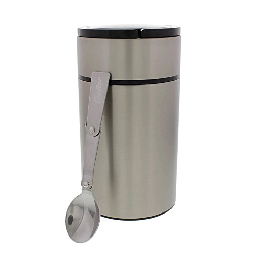 Cheftor Vacuum Insulated Stainless Steel 25oz/750ml Food Jar Thermos Container Bottle and Thermal Crockpot Slow Cooker with Folding Spoon and Recipes Booklet