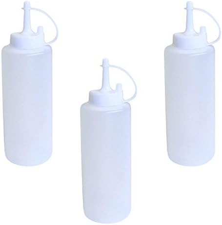 Chef Craft Set of 3 Plastic Squeeze Caps, Ketchup BBQ Sauce Dispensing Bottles (22 Ounce), Silver