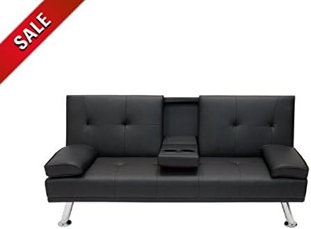 Amazon Com Futon Sofa Bed With Cup Holder Sleeper Convertible Black Futon Sofa Couch Modern Tufted Sectional Comfortable Convertible Faux Leather Futon Sofa Ebook By Alltim3shopping Kitchen Dining
